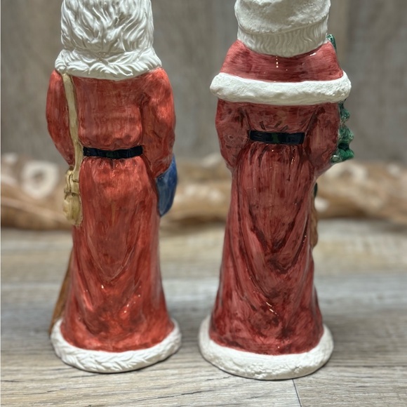 Set of Vtg Ceramic Santa Christmas Holiday Taper Candle Holders. 9.25” Tall - Picture 4 of 10
